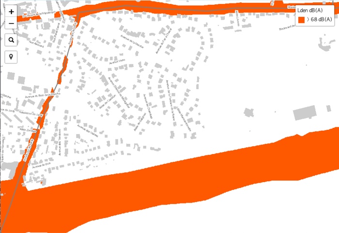 A13 - Marnes-La-Coquette - Quartiers Ouest - Carte de Dépassement des niveaux du Bruit